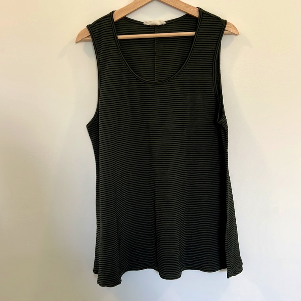 Green & Black Striped Flair Tank Top